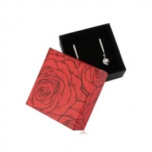 Confezione regalo in nero-rosso per due anelli o orecchini - rose fiorite