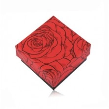 Confezione regalo in nero-rosso per due anelli o orecchini - rose fiorite