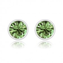 Orecchini in argento 925 - zircone verde chiaro in montatura brillante, perno