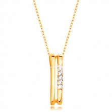 Collana in oro giallo 375 - catena sottile, ciondolo stretto a forma fi lettera "U"