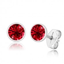 Orecchini in argento 925 - zircone brillante rosso rubino, montatura brillante