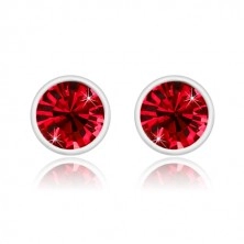 Orecchini in argento 925 - zircone brillante rosso rubino, montatura brillante