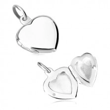 Ciondolo in argento 925 - medaglione piatto, cuore simmetrico con superficie brillante