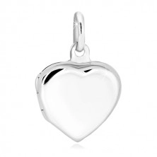 Ciondolo in argento 925 - medaglione piatto, cuore simmetrico con superficie brillante