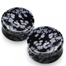 Plug all'orecchio - Ossidiana, pietra semi preziosa in colore nero, effetto marmo