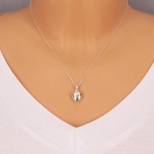 Ciondolo in argento 925 - medaglione, cuore simmetrico con intagli decorativi