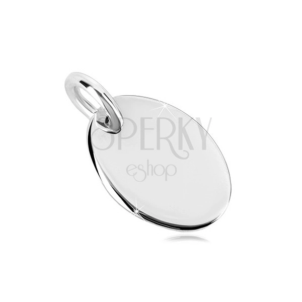 Ciondolo in argento 925 - targhetta piatta con superficie brillante, ovale semplice
