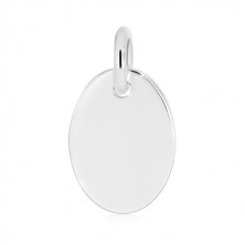 Ciondolo in argento 925 - targhetta piatta con superficie brillante, ovale semplice