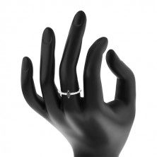 Anello in argento 925 - lati stretti, zircone a grano in color nero, zirconi chiari