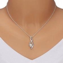 Collana in argento 925 - numero otto, nastri arcuati con perla sintetica, catena