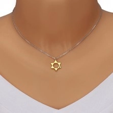 Collana in argento 925 - stella di David in color dorato, diamante nero