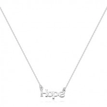 Collana in argento 925 - catena brillante, scritta "Hope" con linea in diamante