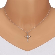 Collana in argento 925 - croce brillante con simbolo dell'infinito, diamanti chiari