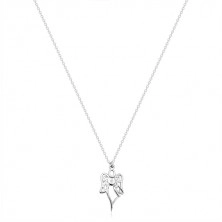 Collana in argento 925 - angelo inciso, cuore con diamante chiaro