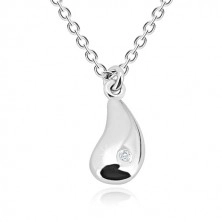 Collana in argento 925 - goccia brillante con diamante, catena