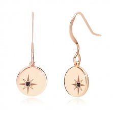 Set in argento 925 rosa-dorato - collana e orecchini, cerchio con Polaris, diamante nero