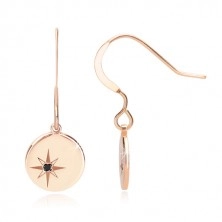 Set in argento 925 rosa-dorato - collana e orecchini, cerchio con Polaris, diamante nero