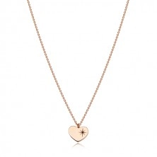 Set in rosa-dorato, argento 925 - orecchini e collana, cuore con Polaris e diamante
