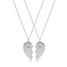 Set in argento 925 - due collane, cuore dimezzato con occhi stretti