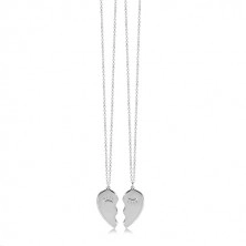 Set in argento 925 - due collane, cuore dimezzato con occhi stretti