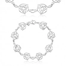 Bracciale in argento 925 - nodi celtici con tre punti nel cerchio, semplici anelli