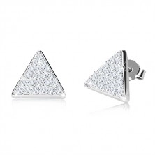 Set in argento 925 a tre pezzi - triangolo equilatero con zirconi, catena