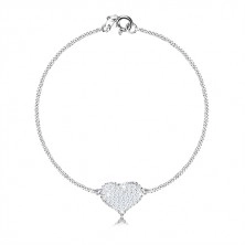 Set in argento 925 a tre pezzi - cuore simmetrico con zirconi, catena unita in serie