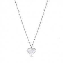 Set in argento 925 a tre pezzi - cuore simmetrico con zirconi, catena unita in serie