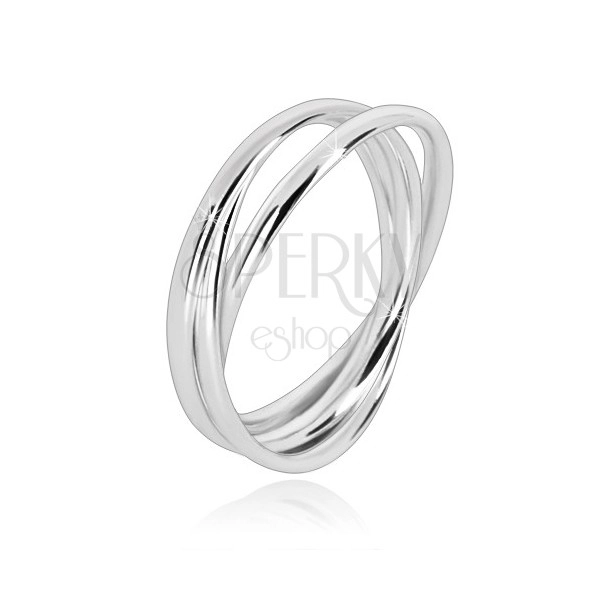 Anello triplo in argento 925 - anelli stretti brillanti che sono intrecciati uno all'altro