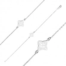 Bracciale in argento 925 - stella a quattro punte con smalto in color bianco, modello geometrico