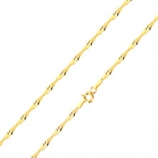 Catena in oro giallo 585 - anelli brillanti a forma ovale, spirale, 420 mm