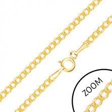 Catena in oro 375 - maglie piatte ovali, solchi incisi, 550 mm