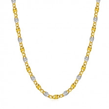 Catena in oro 585 in due colori - maglie con ritagli anelli esagonali, 450 mm