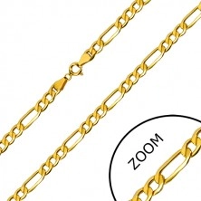 Catena in oro giallo 9K - maglie oblunghe, tre maglie ovali, 450 mm