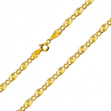 Catena in oro 585 - maglie piatte, ritagli a stella, maglie esagonali, 550 mm