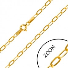 Catena in oro giallo 14K - maglia piatta oblunga, chiusura ad anello a molla, 550 mm