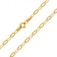 Catena in oro giallo 14K - maglia piatta oblunga, chiusura ad anello a molla, 550 mm
