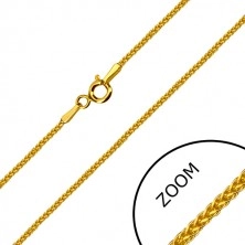 Catena angolare in oro giallo 14K - maglie intrecciate, chiusura ad anello a molla, 500 mm