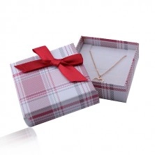 Confezione regalo per anello, orecchini e ciondolo, collana, modello rosso, fiocco