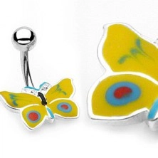 Piercing per ombelico farfalla gialla e blu