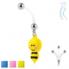 Piercing all'ombelico in bioflex - perlina in acciaio, un'ape con una puntura