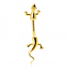 Piercing all'ombelico, in oro 585 - lucertola strisciante con coda in movimento