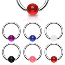Piercing - anello, pallina UV colorata