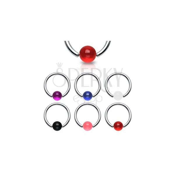 Piercing - anello, pallina UV colorata