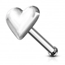 Piercing piatto al naso in argento 925 - cuore pieno simmetrico
