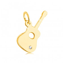 Ciondolo in oro giallo 14K - chitarra con zircone chiaro nella parte di sotto