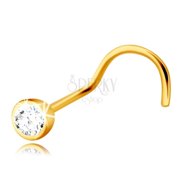 Piercing curvo in oro giallo 14K - diamante in montatura rotonda, 2 mm
