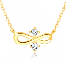 Collana in oro giallo 585 – simbolo “INFINITY”, due diamanti chiari