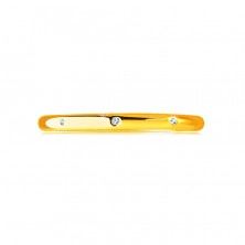 Fede in oro giallo 14K con diamante - tre diamanti chiari e rotondi, superficie liscia