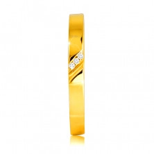 Fede in oro giallo 14K - anello con intaglio sottile, diamanti chiari